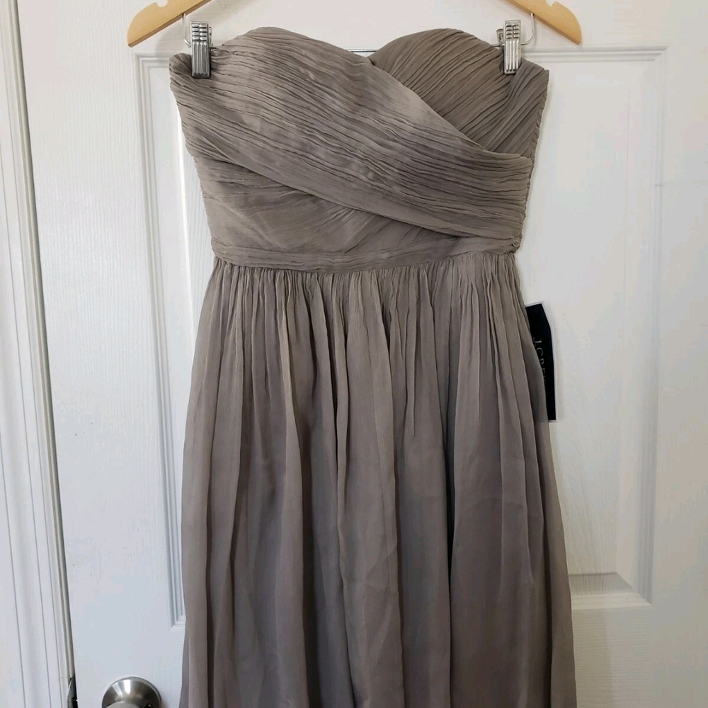 J. Crew Gray Strapless Ruched Sweetheart Dress - Silk